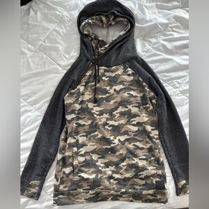 Ampersand Camo Pullover Hoodie with Dark Gray Sleeves